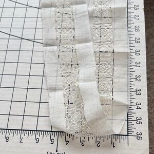 Antique Linen & Tape Lace Insertion Trim – 1.5 Yards, 3.5” Wide – White/Ecru